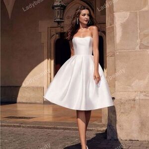 LadyBeauty Satin Lace Up Bride Tube wedding Dress
